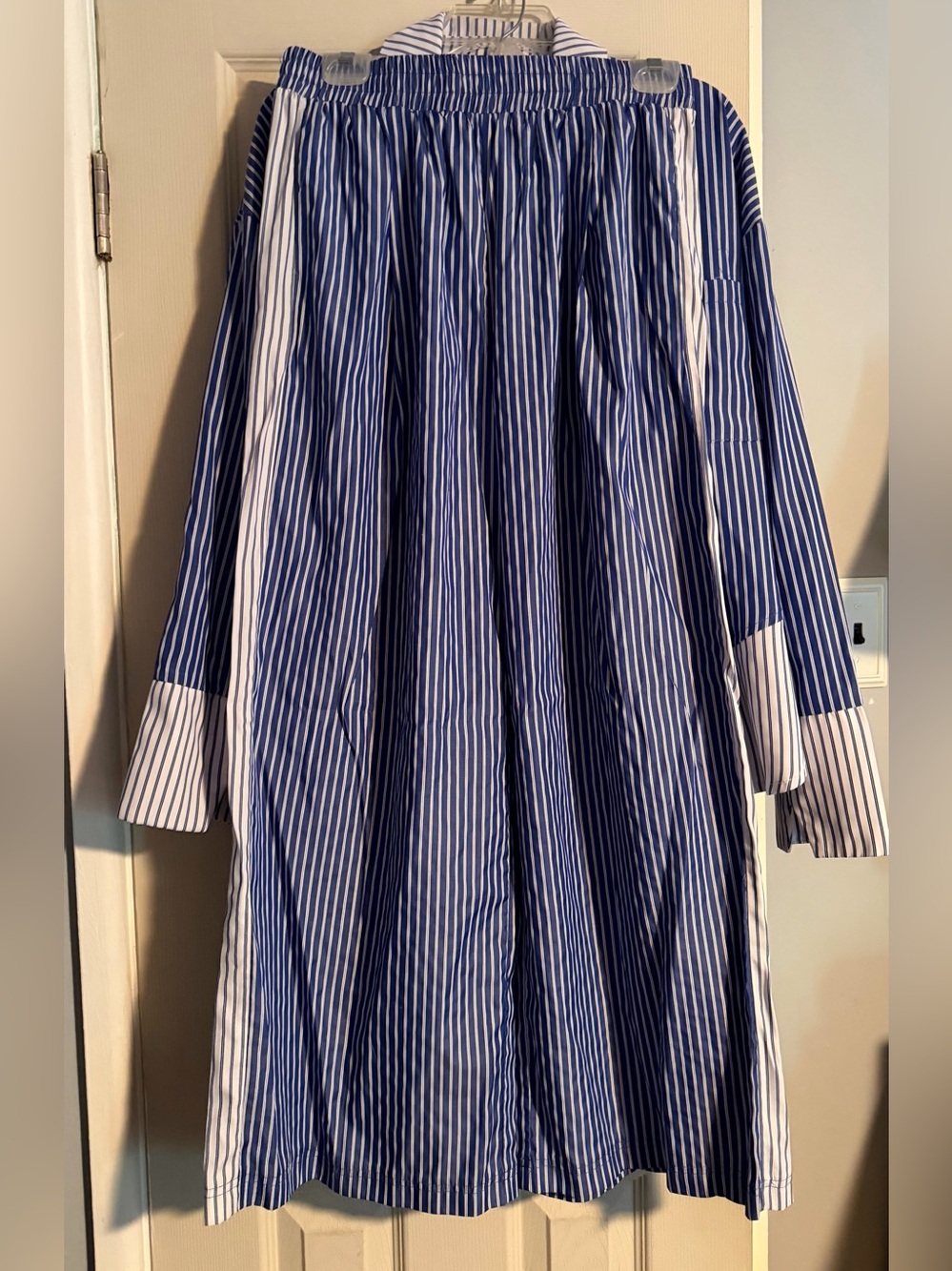 Womens Blue and White Striped two piece pant set